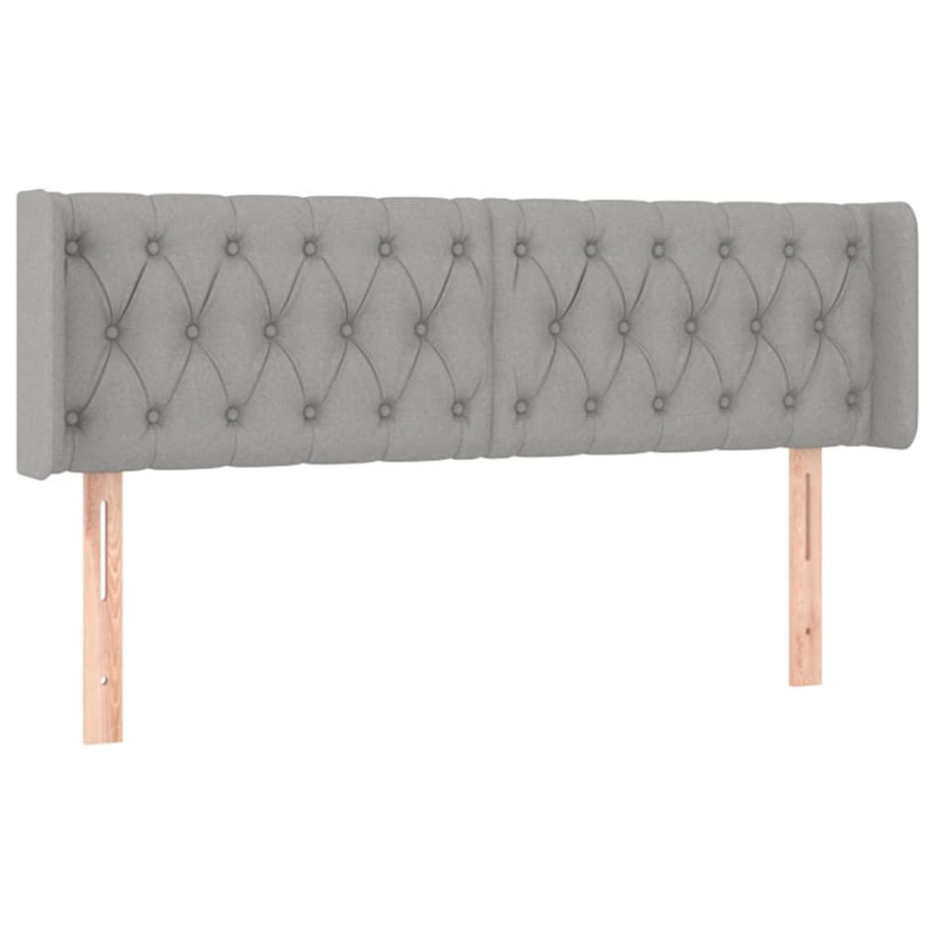Hoofdbord met randen 163x16x78/88 cm stof lichtgrijs is nu te koop bij PeponiXL, paradijselijk wonen!