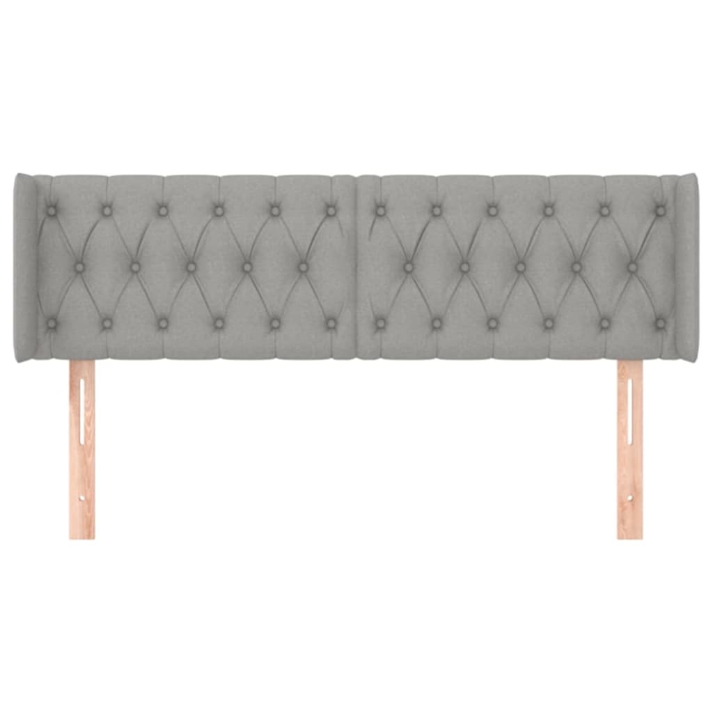 Hoofdbord met randen 163x16x78/88 cm stof lichtgrijs is nu te koop bij PeponiXL, paradijselijk wonen!