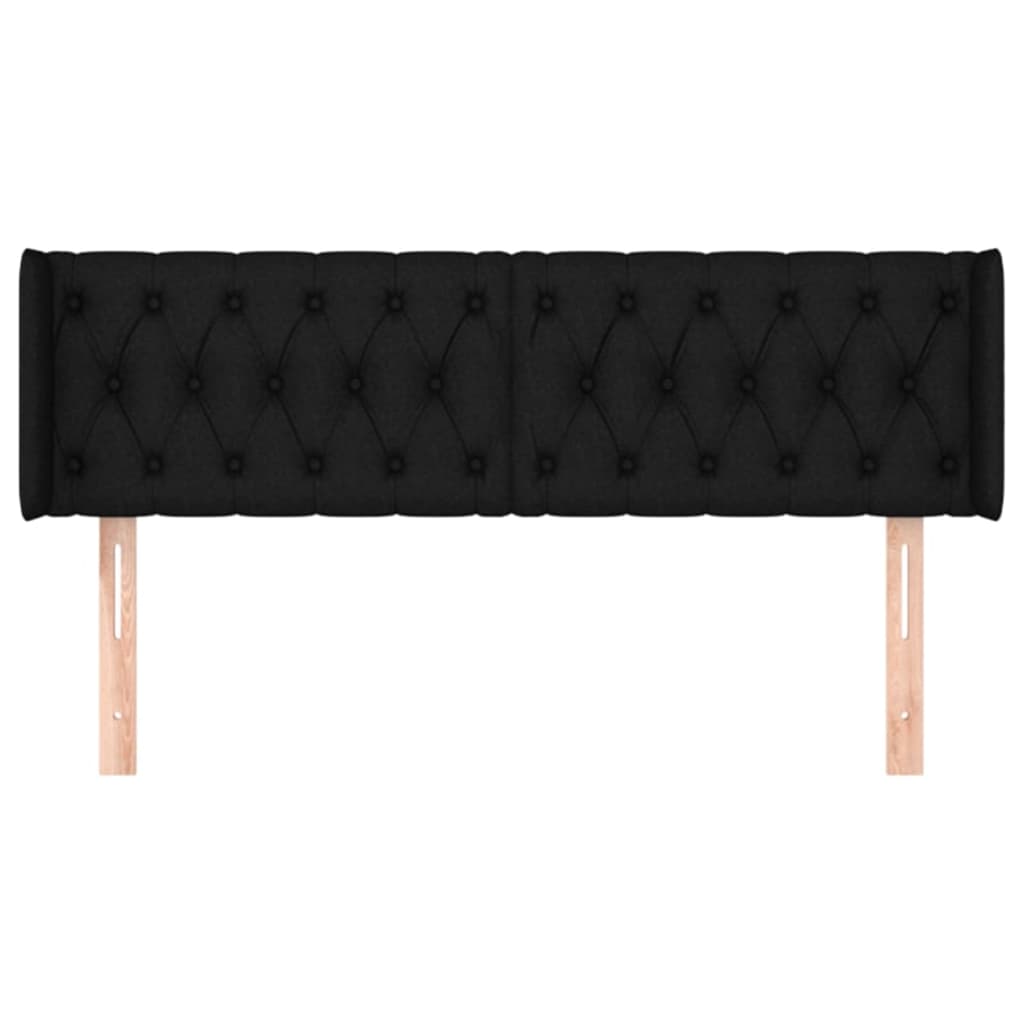 Hoofdbord met randen 163x16x78/88 cm stof zwart is nu te koop bij PeponiXL, paradijselijk wonen!
