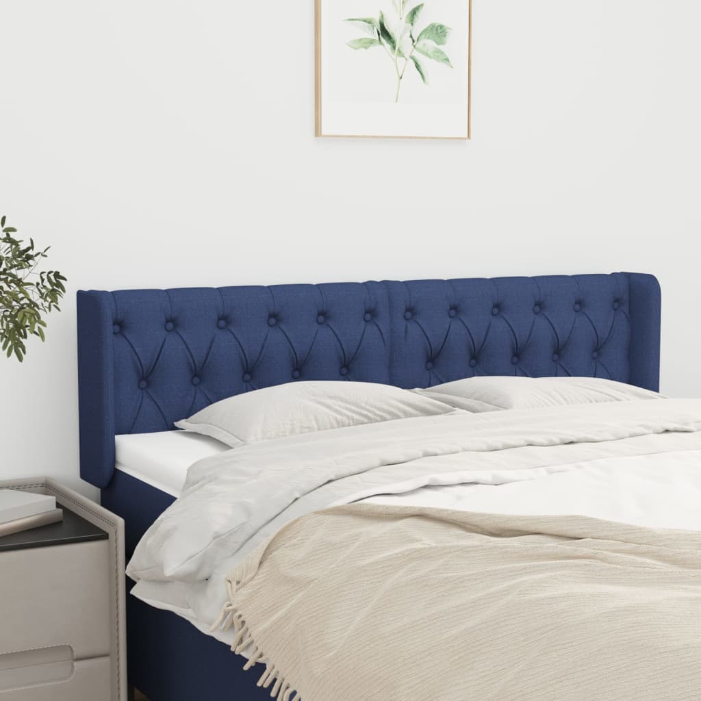 Hoofdbord met randen 163x16x78/88 cm stof blauw is nu te koop bij PeponiXL, paradijselijk wonen!