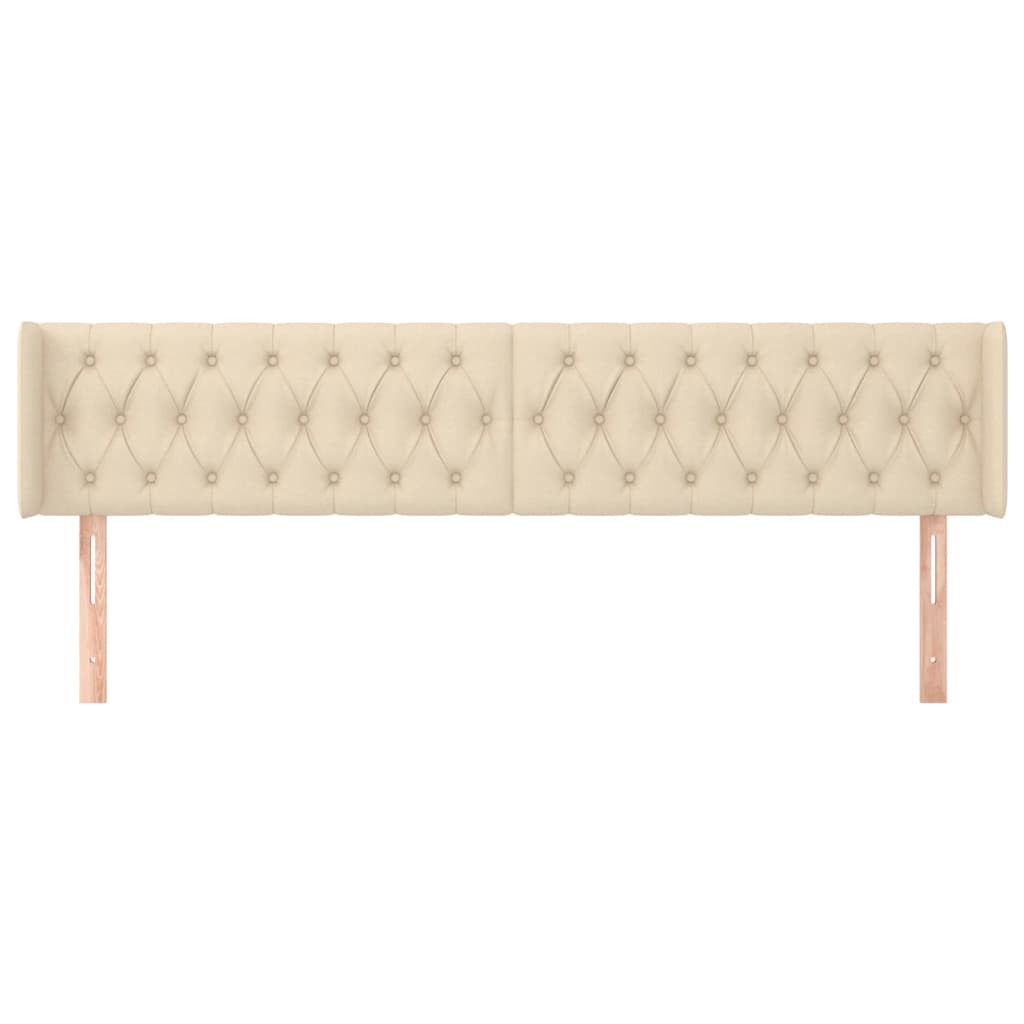 Hoofdbord met randen 183x16x78/88 cm stof crèmekleurig is nu te koop bij PeponiXL, paradijselijk wonen!