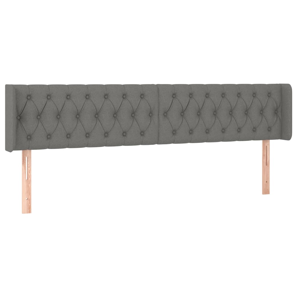 Hoofdbord met randen 203x16x78/88 cm stof donkergrijs is nu te koop bij PeponiXL, paradijselijk wonen!