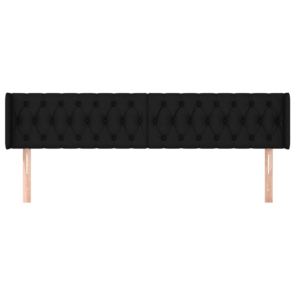 Hoofdbord met randen 203x16x78/88 cm stof zwart is nu te koop bij PeponiXL, paradijselijk wonen!