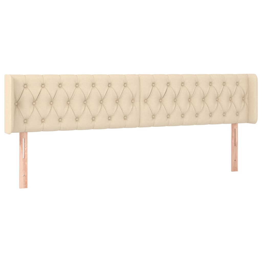 Hoofdbord met randen 203x16x78/88 cm stof crèmekleurig is nu te koop bij PeponiXL, paradijselijk wonen!