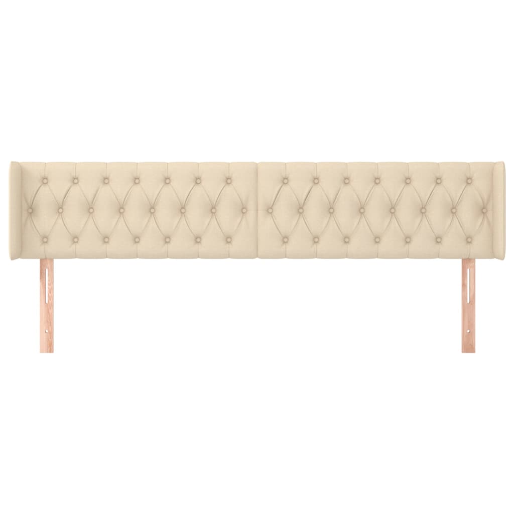 Hoofdbord met randen 203x16x78/88 cm stof crèmekleurig is nu te koop bij PeponiXL, paradijselijk wonen!