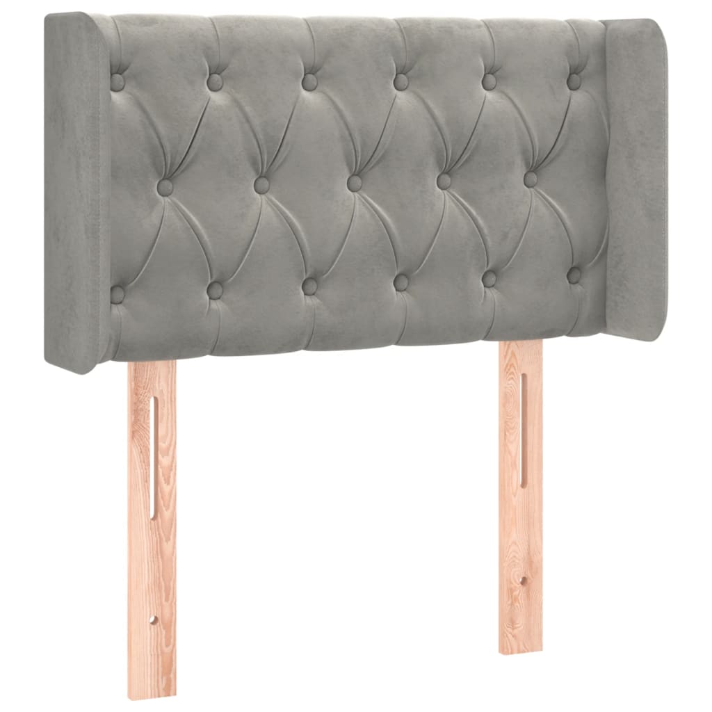 Hoofdbord met randen 83x16x78/88 cm fluweel lichtgrijs is nu te koop bij PeponiXL, paradijselijk wonen!