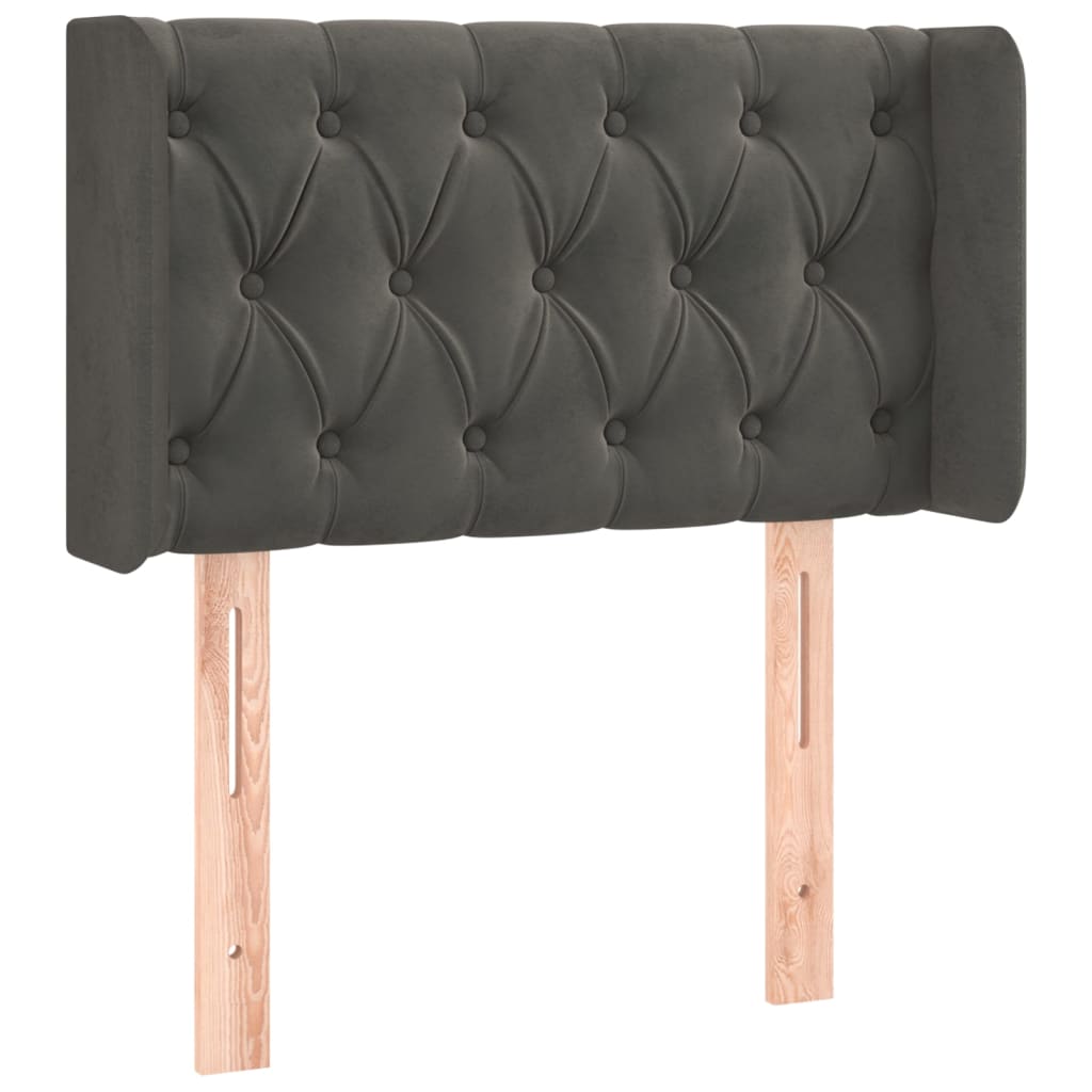 Hoofdbord met randen 83x16x78/88 cm fluweel donkergrijs is nu te koop bij PeponiXL, paradijselijk wonen!