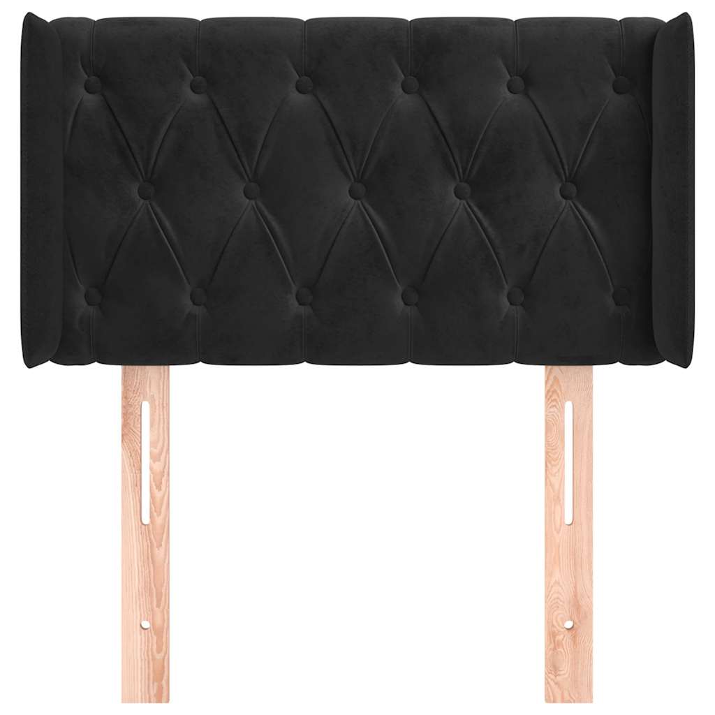Hoofdbord met randen 83x16x78/88 cm fluweel zwart is nu te koop bij PeponiXL, paradijselijk wonen!