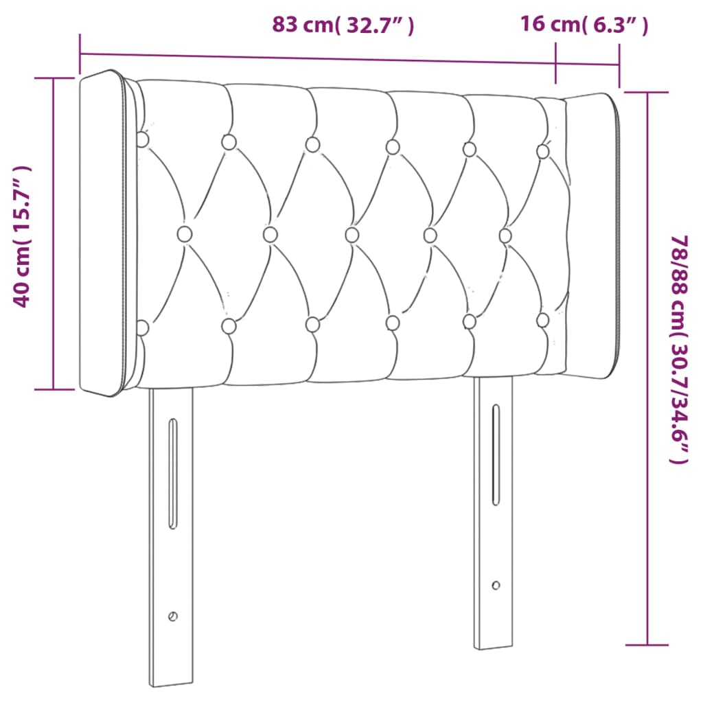 Hoofdbord met randen 83x16x78/88 cm fluweel zwart is nu te koop bij PeponiXL, paradijselijk wonen!