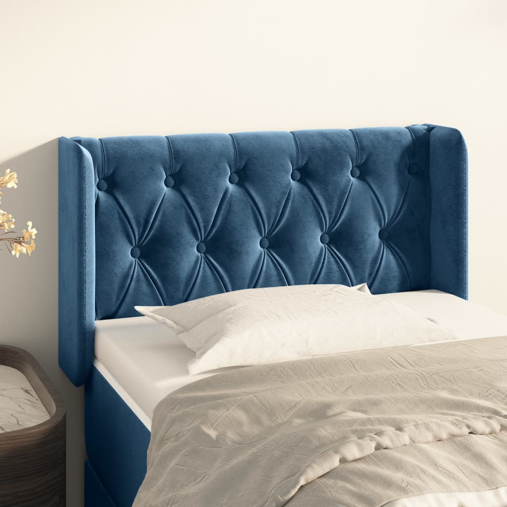Hoofdbord met randen 83x16x78/88 cm fluweel donkerblauw is nu te koop bij PeponiXL, paradijselijk wonen!
