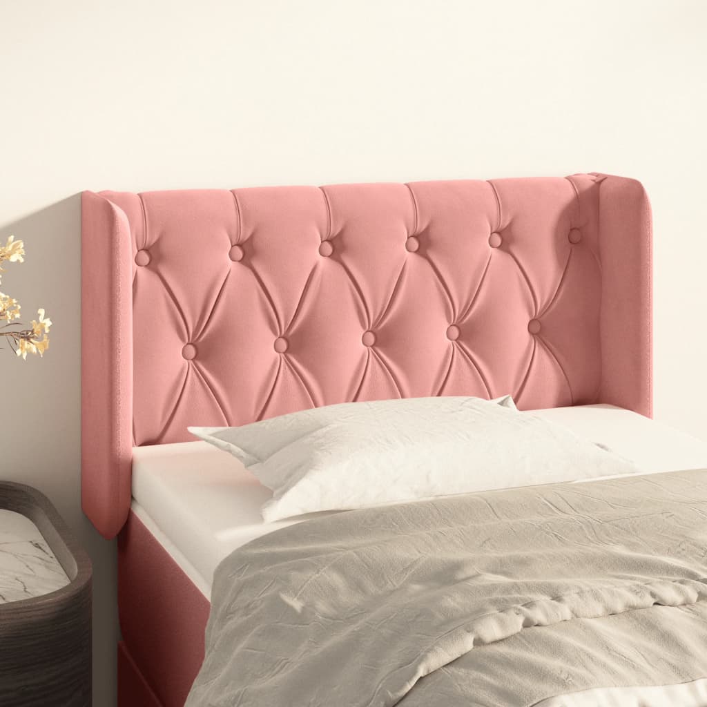 Hoofdbord met randen 83x16x78/88 cm fluweel roze is nu te koop bij PeponiXL, paradijselijk wonen!