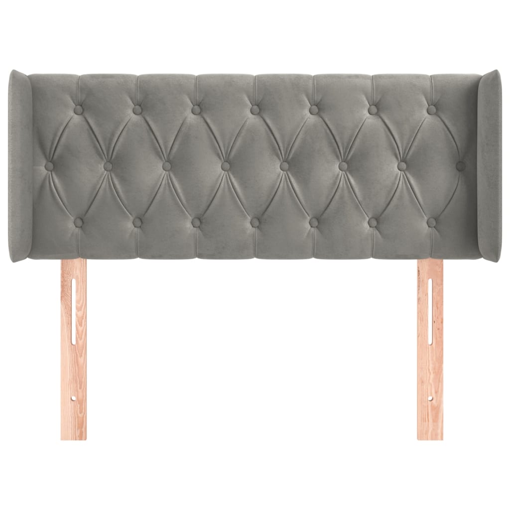 Hoofdbord met randen 93x16x78/88 cm fluweel lichtgrijs is nu te koop bij PeponiXL, paradijselijk wonen!