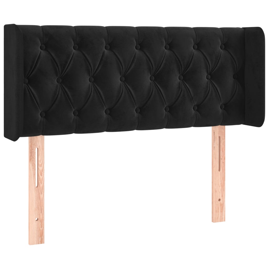 Hoofdbord met randen 93x16x78/88 cm fluweel zwart is nu te koop bij PeponiXL, paradijselijk wonen!