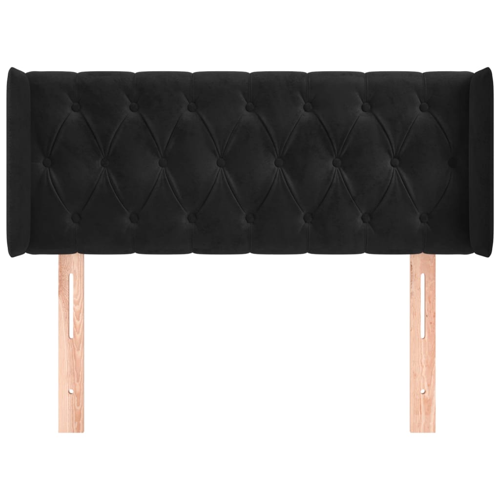 Hoofdbord met randen 93x16x78/88 cm fluweel zwart is nu te koop bij PeponiXL, paradijselijk wonen!