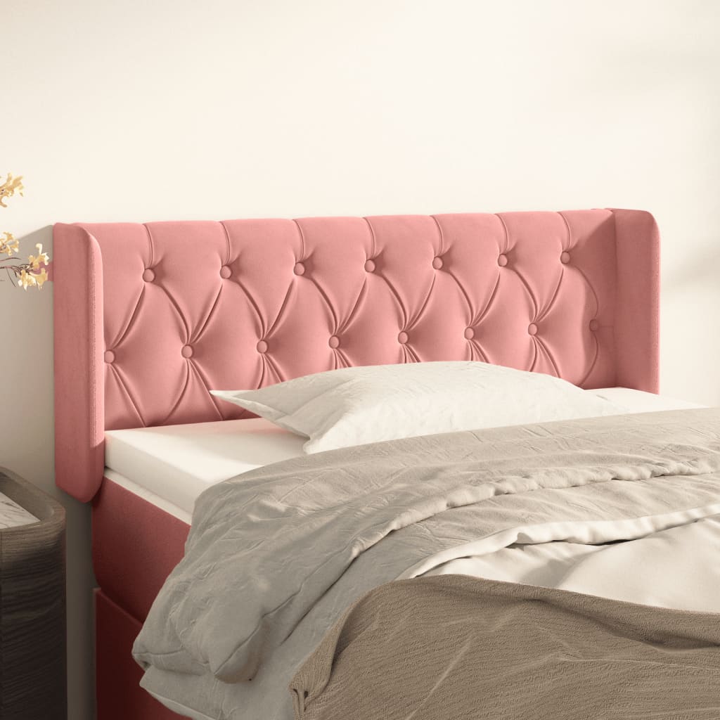 Hoofdbord met randen 93x16x78/88 cm fluweel roze is nu te koop bij PeponiXL, paradijselijk wonen!