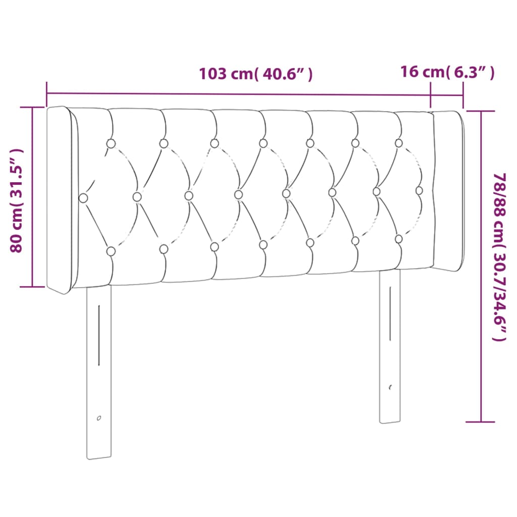 Hoofdbord met randen 103x16x78/88 cm fluweel lichtgrijs is nu te koop bij PeponiXL, paradijselijk wonen!