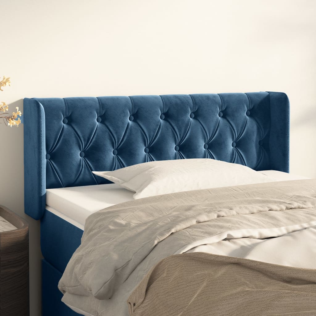 Hoofdbord met randen 103x16x78/88 cm fluweel donkerblauw is nu te koop bij PeponiXL, paradijselijk wonen!