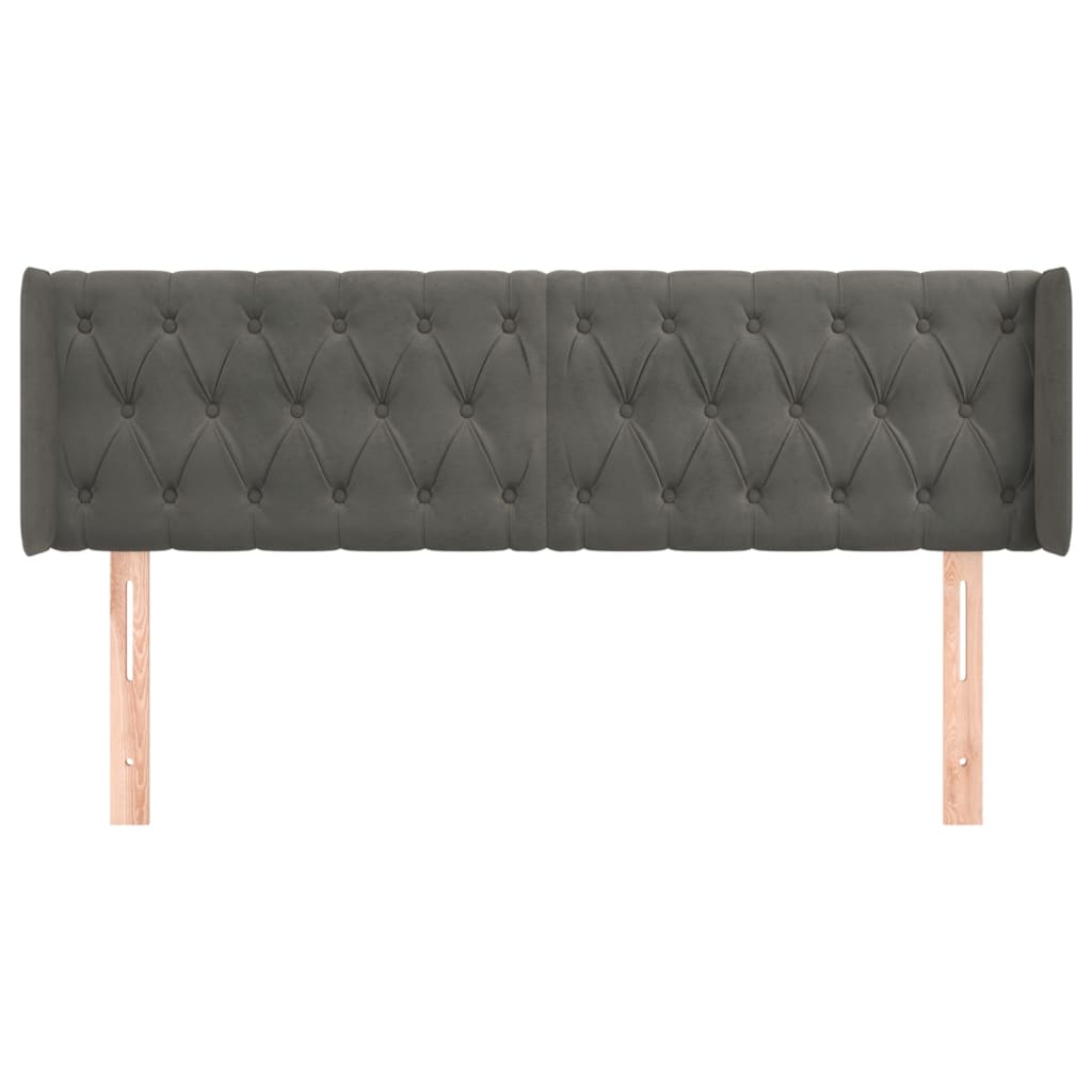 Hoofdbord met randen 147x16x78/88 cm fluweel donkergrijs is nu te koop bij PeponiXL, paradijselijk wonen!