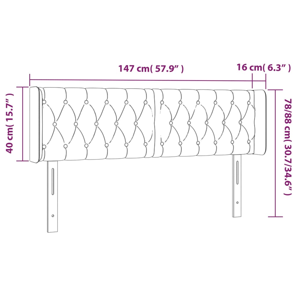 Hoofdbord met randen 147x16x78/88 cm fluweel donkergrijs is nu te koop bij PeponiXL, paradijselijk wonen!