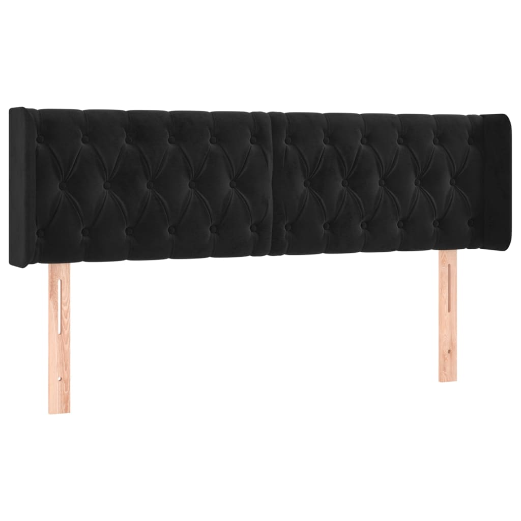 Hoofdbord met randen 147x16x78/88 cm fluweel zwart is nu te koop bij PeponiXL, paradijselijk wonen!