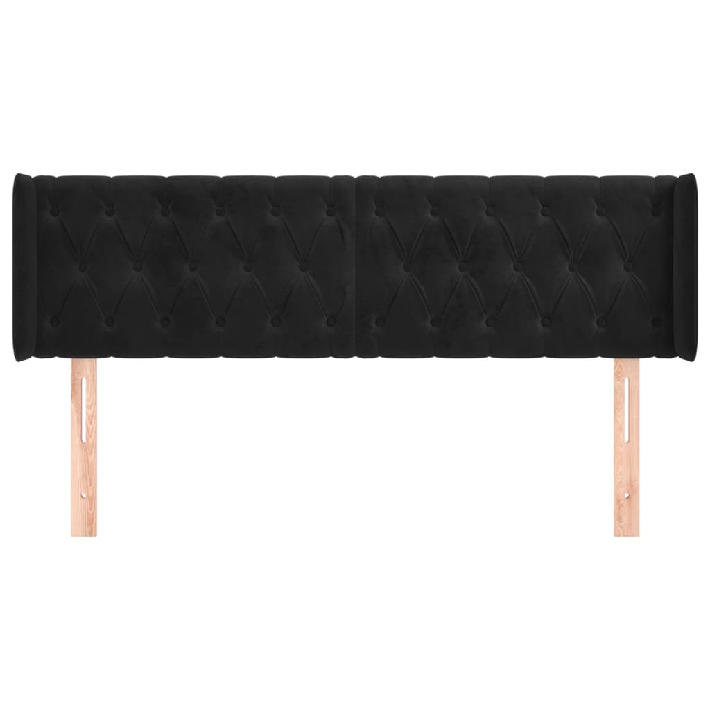 Hoofdbord met randen 147x16x78/88 cm fluweel zwart is nu te koop bij PeponiXL, paradijselijk wonen!