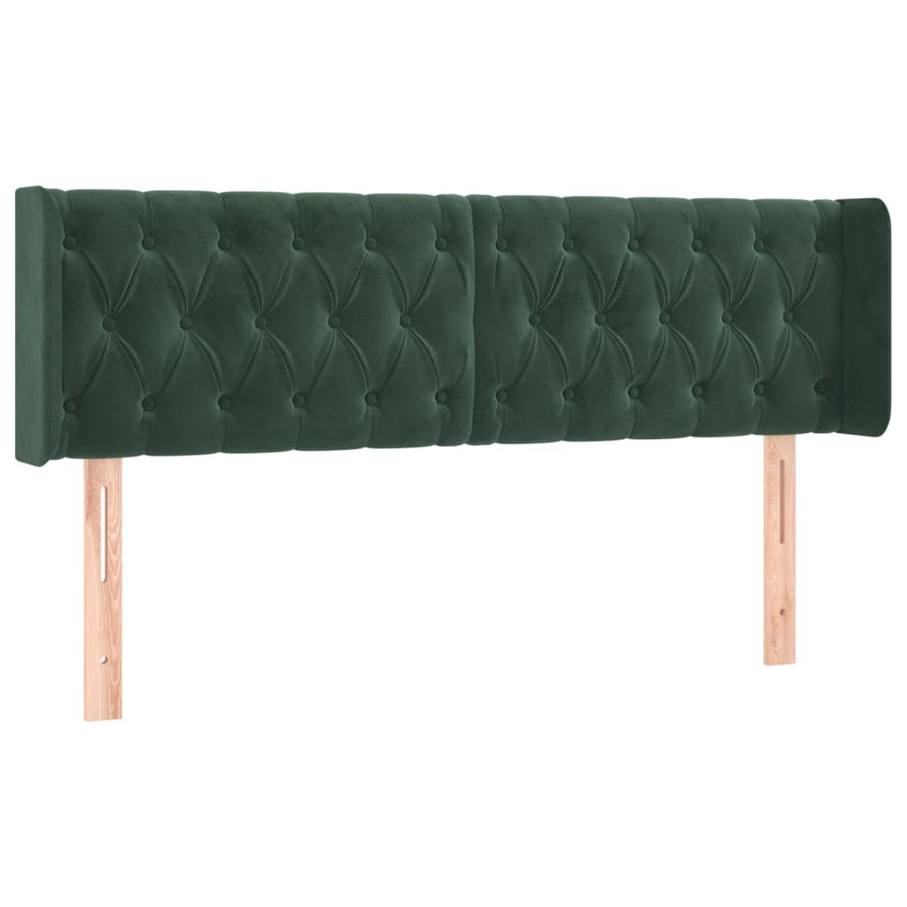 Hoofdbord met randen 147x16x78/88 cm fluweel donkergroen is nu te koop bij PeponiXL, paradijselijk wonen!