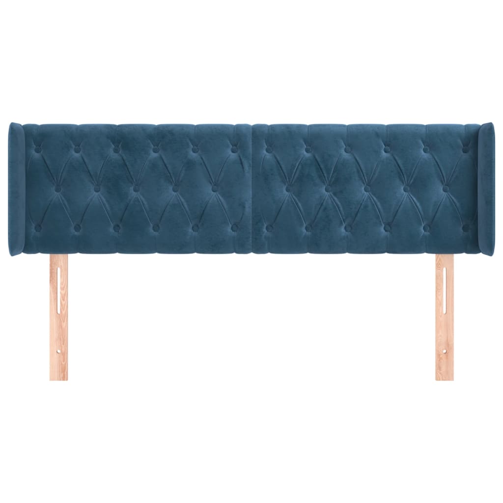 Hoofdbord met randen 147x16x78/88 cm fluweel donkerblauw is nu te koop bij PeponiXL, paradijselijk wonen!