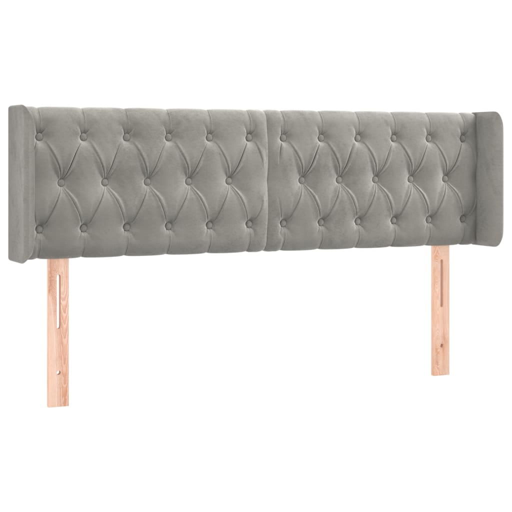 Hoofdbord met randen 163x16x78/88 cm fluweel lichtgrijs is nu te koop bij PeponiXL, paradijselijk wonen!