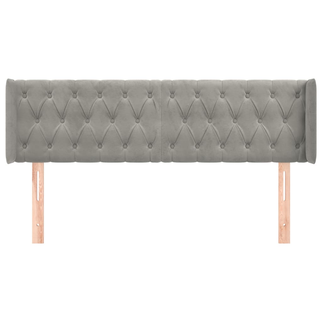 Hoofdbord met randen 163x16x78/88 cm fluweel lichtgrijs is nu te koop bij PeponiXL, paradijselijk wonen!