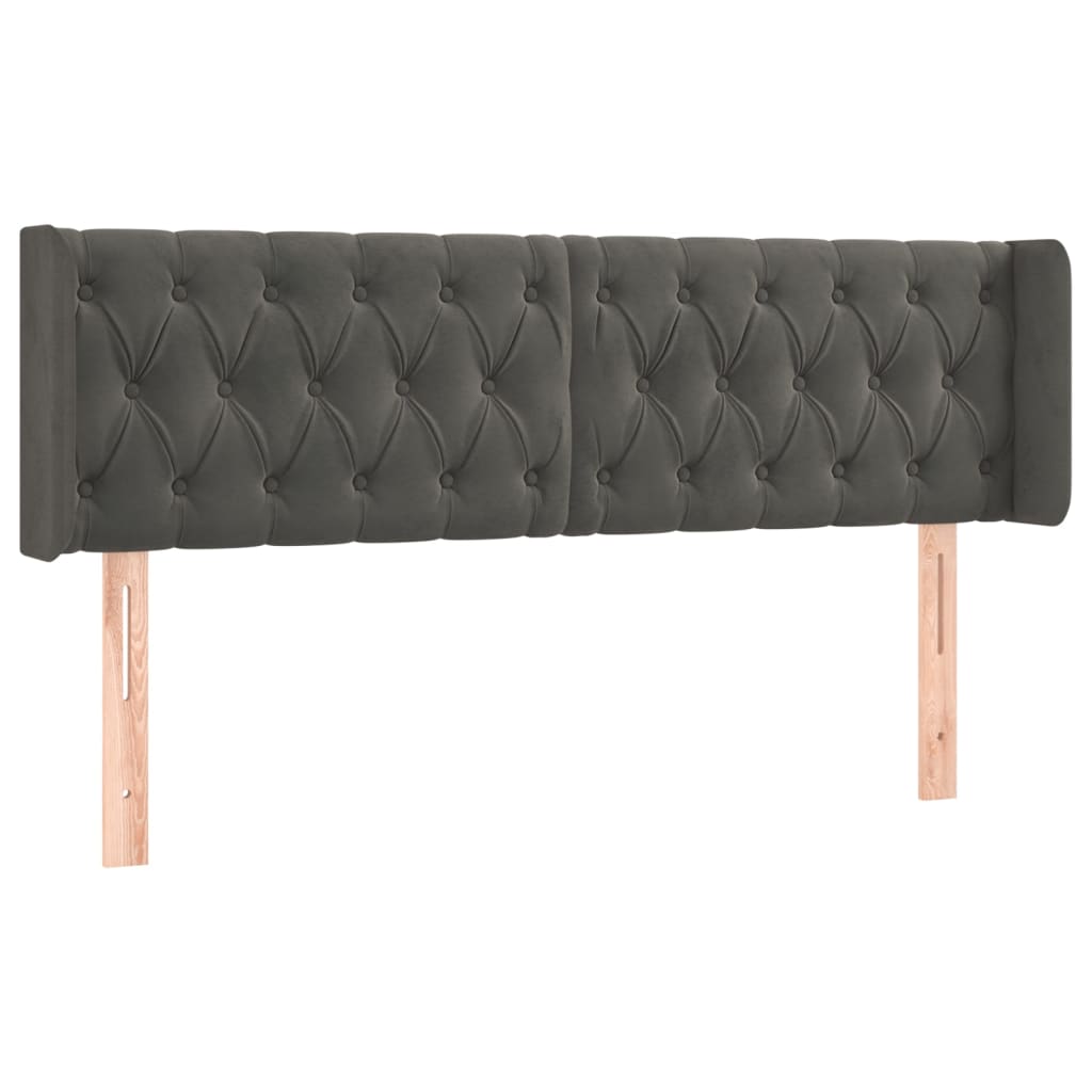 Hoofdbord met randen 163x16x78/88 cm fluweel donkergrijs is nu te koop bij PeponiXL, paradijselijk wonen!
