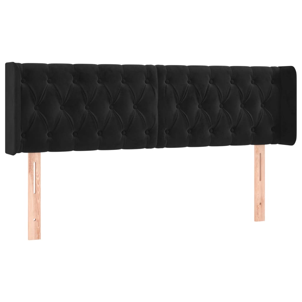 Hoofdbord met randen 163x16x78/88 cm fluweel zwart is nu te koop bij PeponiXL, paradijselijk wonen!