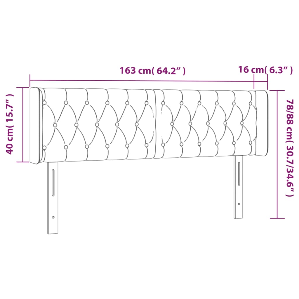 Hoofdbord met randen 163x16x78/88 cm fluweel zwart is nu te koop bij PeponiXL, paradijselijk wonen!