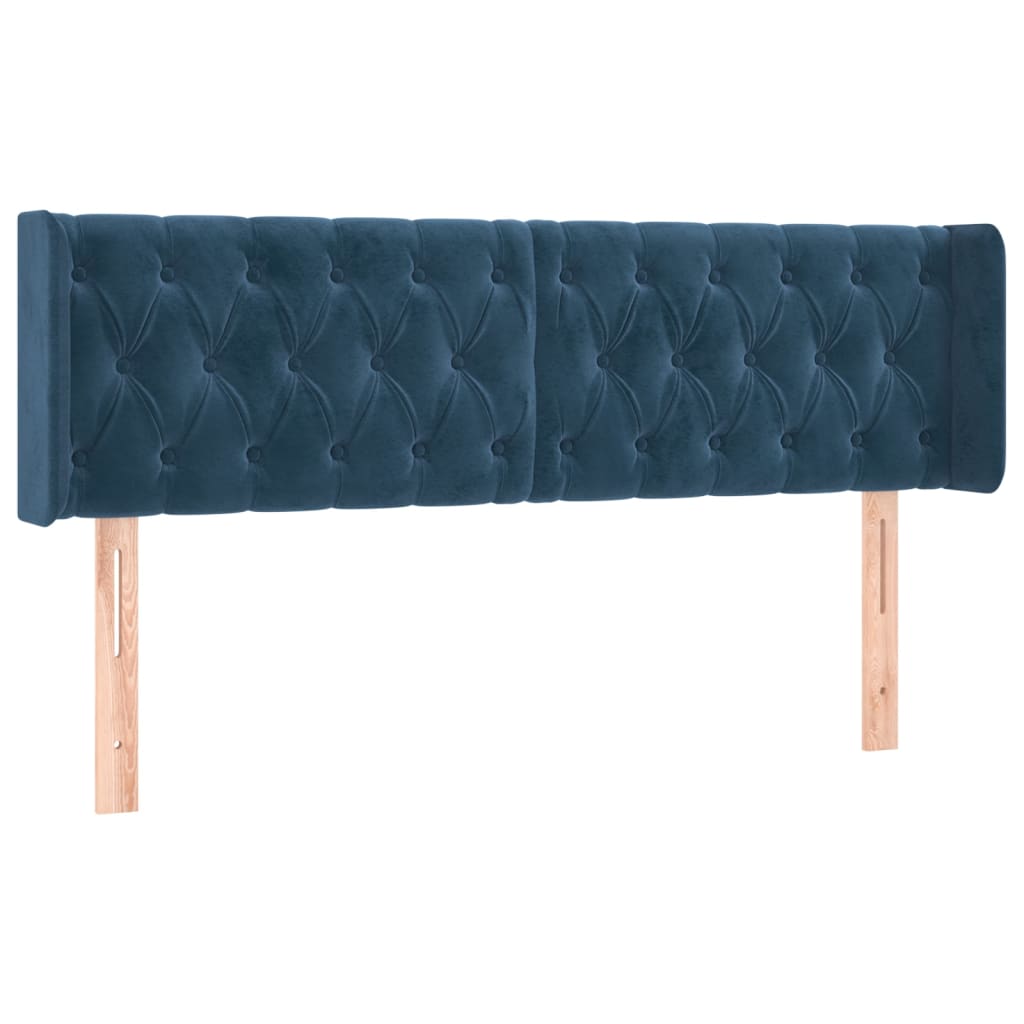 Hoofdbord met randen 163x16x78/88 cm fluweel donkerblauw is nu te koop bij PeponiXL, paradijselijk wonen!