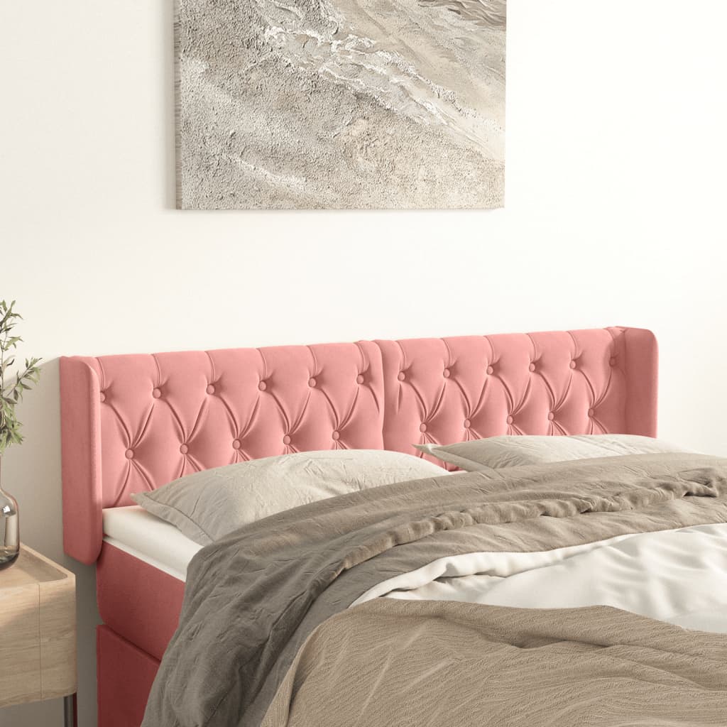 Hoofdbord met randen 163x16x78/88 cm fluweel roze is nu te koop bij PeponiXL, paradijselijk wonen!