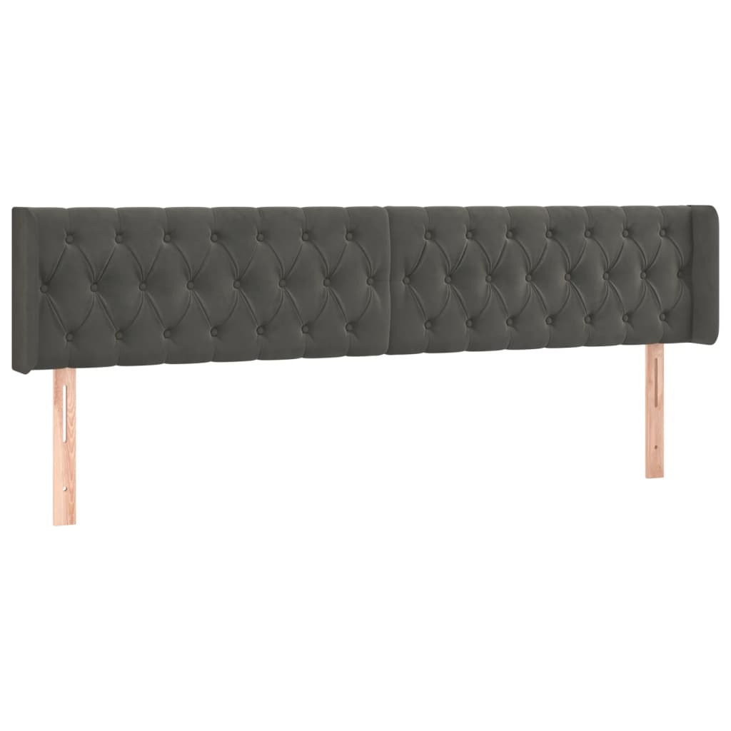 Hoofdbord met randen 183x16x78/88 cm fluweel donkergrijs is nu te koop bij PeponiXL, paradijselijk wonen!
