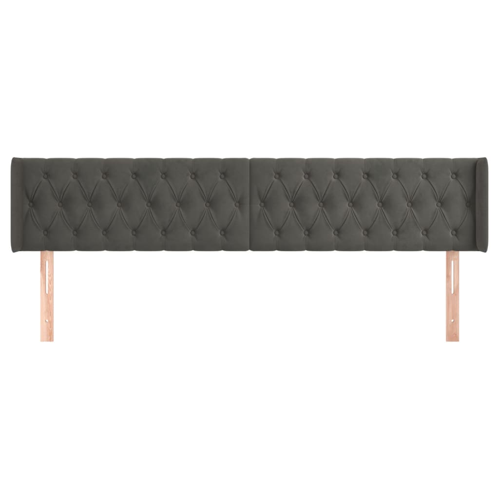 Hoofdbord met randen 183x16x78/88 cm fluweel donkergrijs is nu te koop bij PeponiXL, paradijselijk wonen!