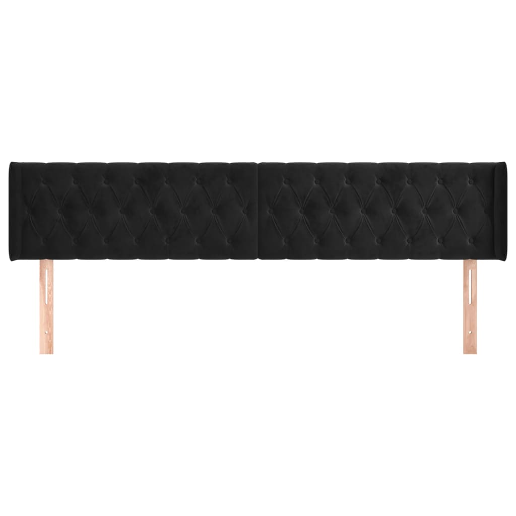 Hoofdbord met randen 183x16x78/88 cm fluweel zwart is nu te koop bij PeponiXL, paradijselijk wonen!