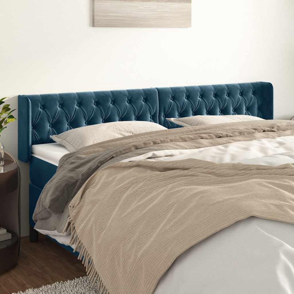 Hoofdbord met randen 183x16x78/88 cm fluweel donkerblauw is nu te koop bij PeponiXL, paradijselijk wonen!