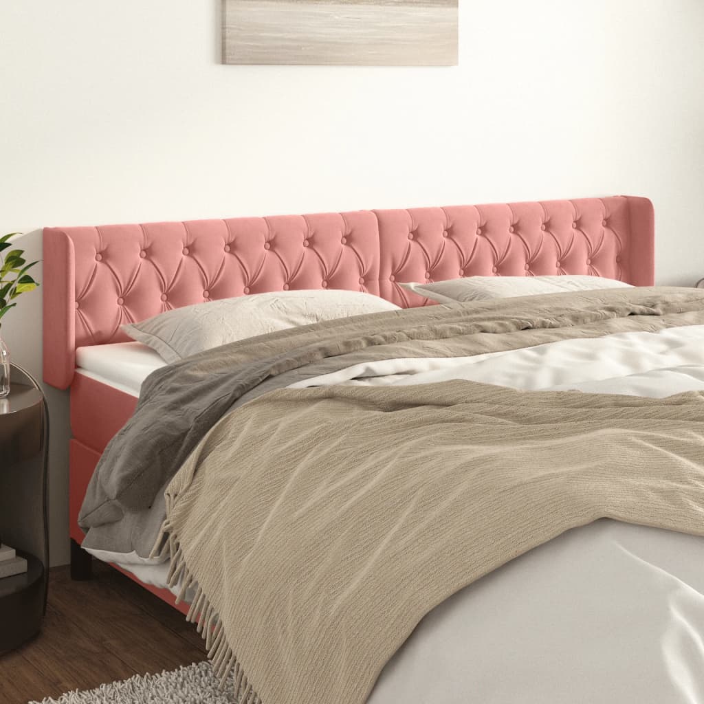 Hoofdbord met randen 183x16x78/88 cm fluweel roze is nu te koop bij PeponiXL, paradijselijk wonen!