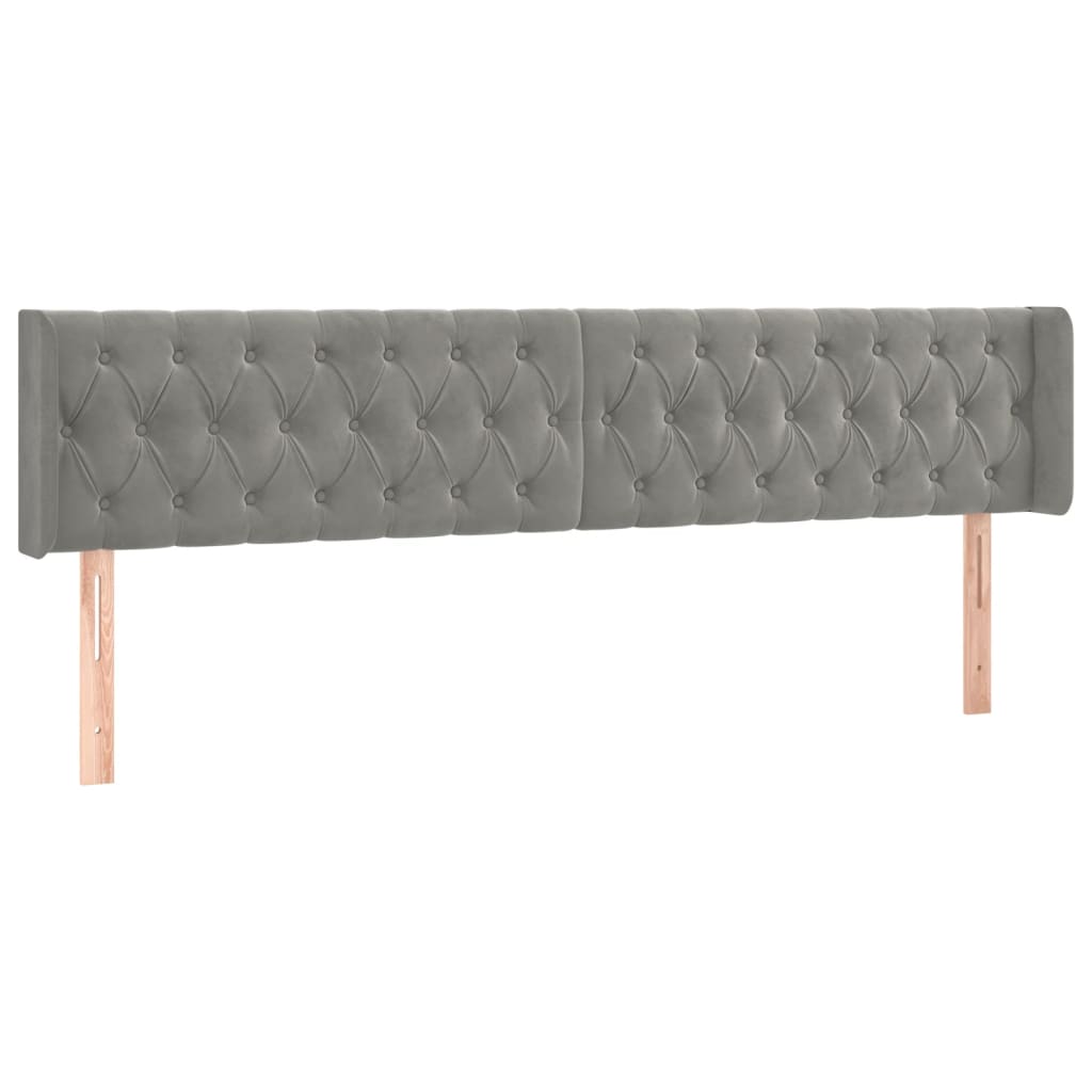 Hoofdbord met randen 203x16x78/88 cm fluweel lichtgrijs is nu te koop bij PeponiXL, paradijselijk wonen!