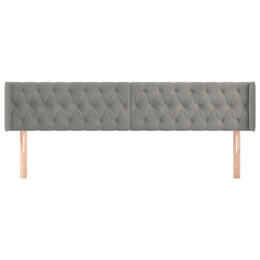 Hoofdbord met randen 203x16x78/88 cm fluweel lichtgrijs is nu te koop bij PeponiXL, paradijselijk wonen!