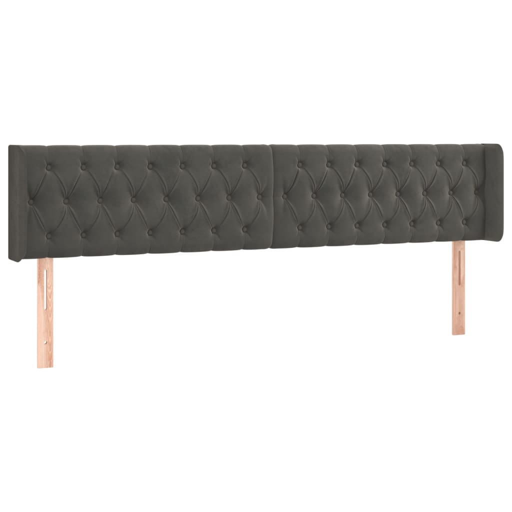 Hoofdbord met randen 203x16x78/88 cm fluweel donkergrijs is nu te koop bij PeponiXL, paradijselijk wonen!