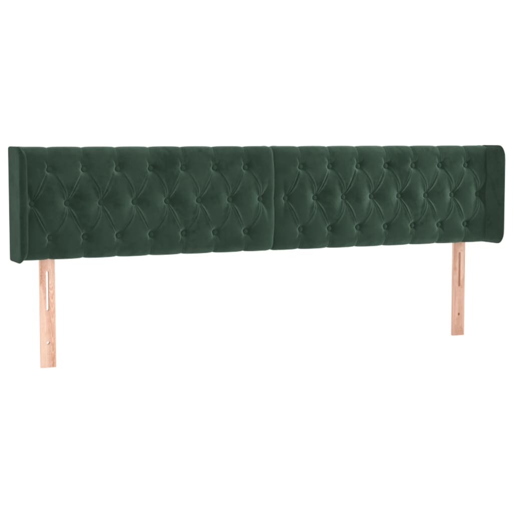 Hoofdbord met randen 203x16x78/88 cm fluweel donkergroen is nu te koop bij PeponiXL, paradijselijk wonen!