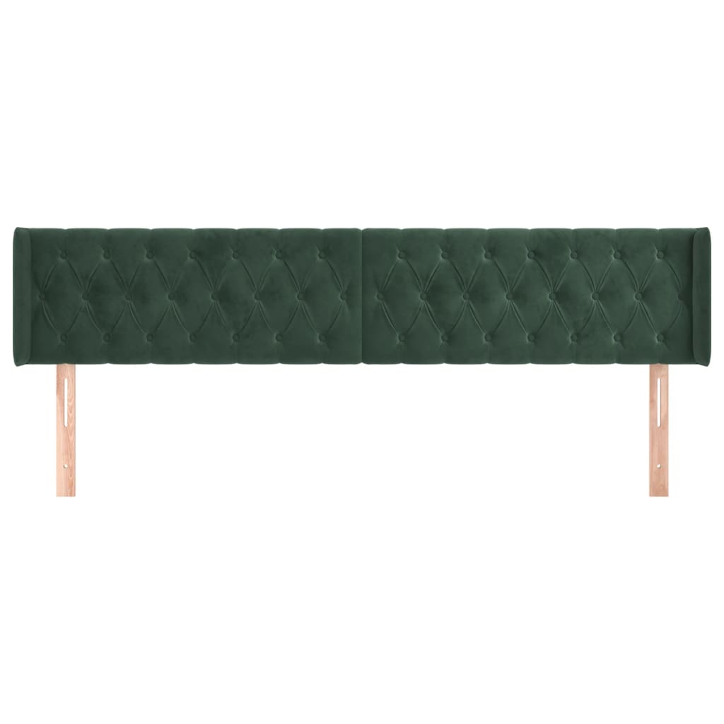 Hoofdbord met randen 203x16x78/88 cm fluweel donkergroen is nu te koop bij PeponiXL, paradijselijk wonen!