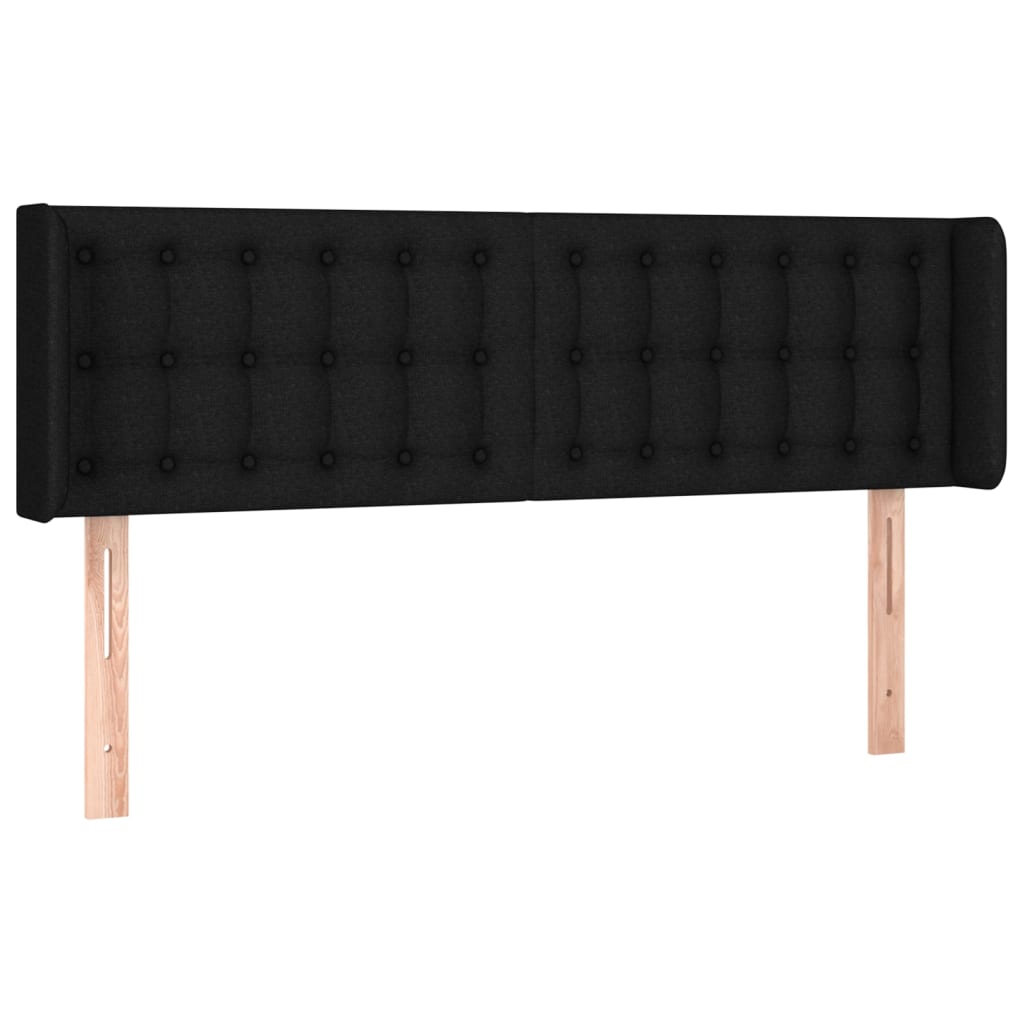 Hoofdbord met randen 147x16x78/88 cm stof zwart is nu te koop bij PeponiXL, paradijselijk wonen!