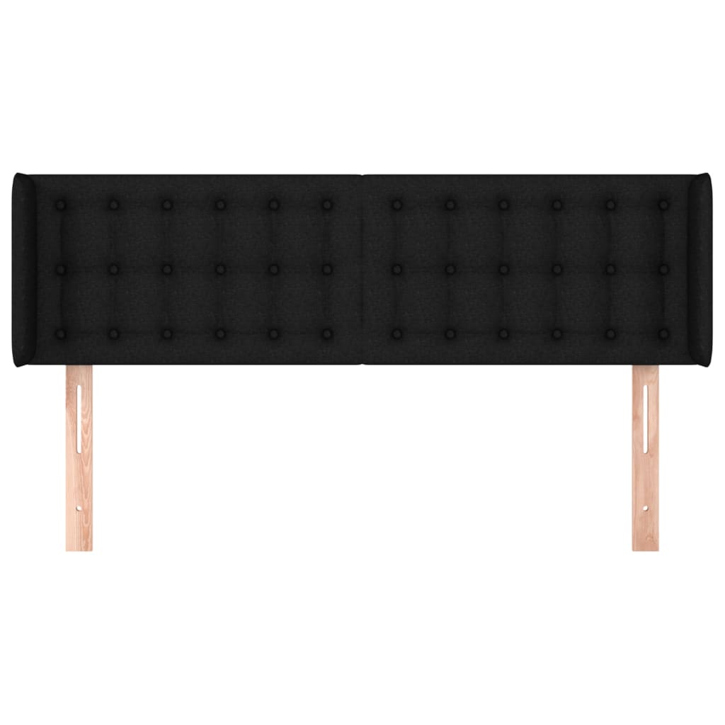 Hoofdbord met randen 147x16x78/88 cm stof zwart is nu te koop bij PeponiXL, paradijselijk wonen!