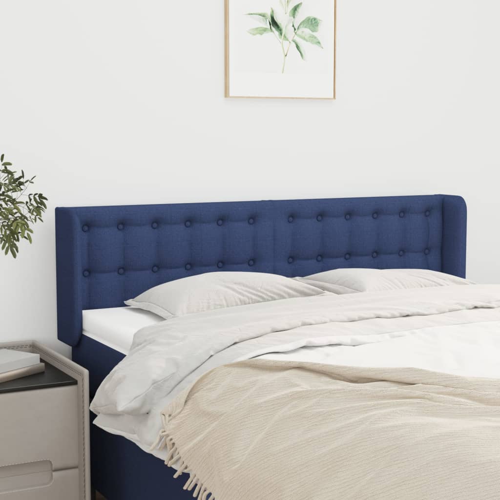 Hoofdbord met randen 147x16x78/88 cm stof blauw is nu te koop bij PeponiXL, paradijselijk wonen!