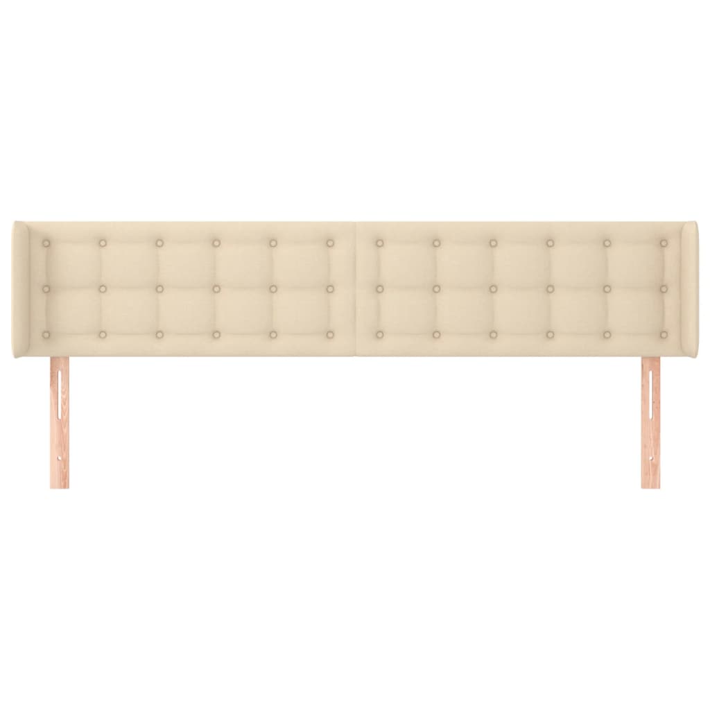 Hoofdbord met randen 163x16x78/88 cm stof crèmekleurig is nu te koop bij PeponiXL, paradijselijk wonen!