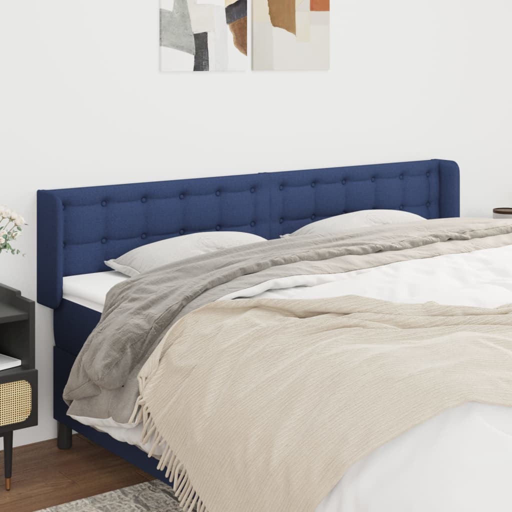 Hoofdbord met randen 183x16x78/88 cm stof blauw is nu te koop bij PeponiXL, paradijselijk wonen!