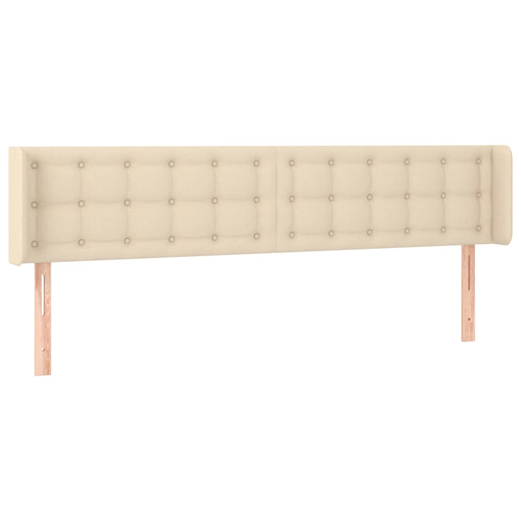 Hoofdbord met randen 203x16x78/88 cm stof crèmekleurig is nu te koop bij PeponiXL, paradijselijk wonen!